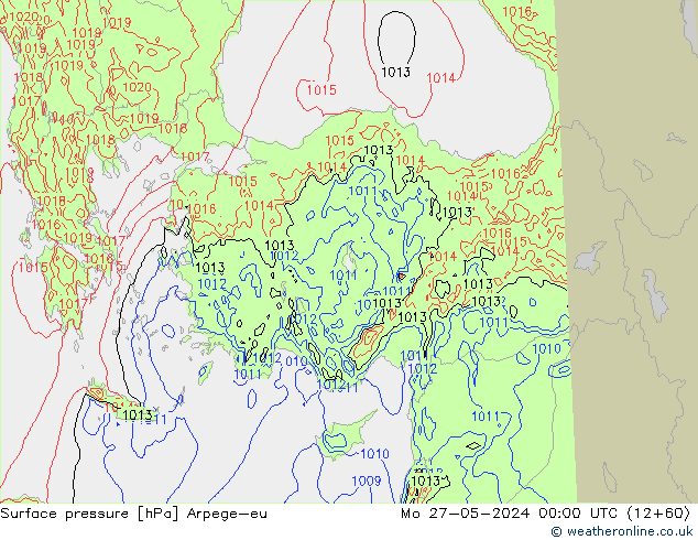 Surface pressure Arpege-eu Mo 27.05.2024 00 UTC