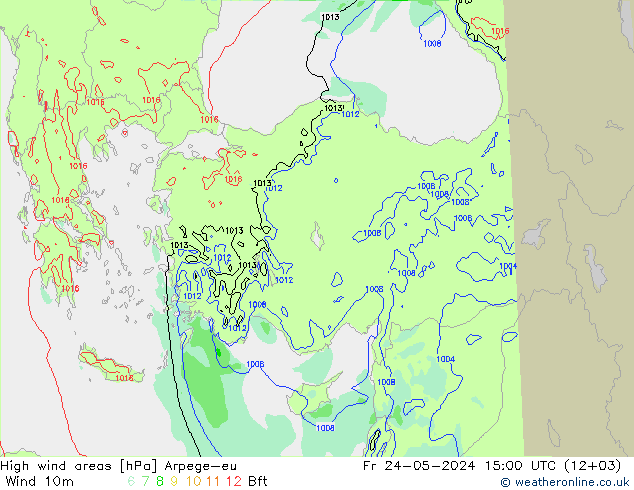 High wind areas Arpege-eu Fr 24.05.2024 15 UTC