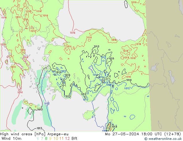 High wind areas Arpege-eu Mo 27.05.2024 18 UTC