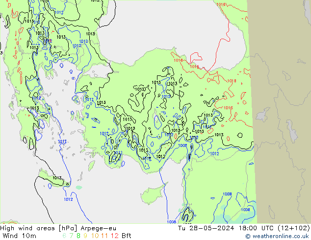 yüksek rüzgarlı alanlar Arpege-eu Sa 28.05.2024 18 UTC