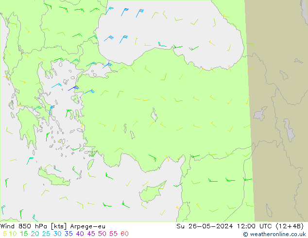 Wind 850 hPa Arpege-eu Su 26.05.2024 12 UTC