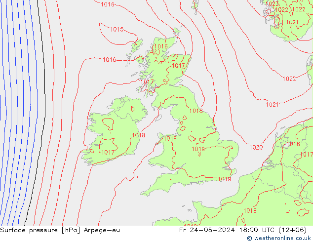 Surface pressure Arpege-eu Fr 24.05.2024 18 UTC