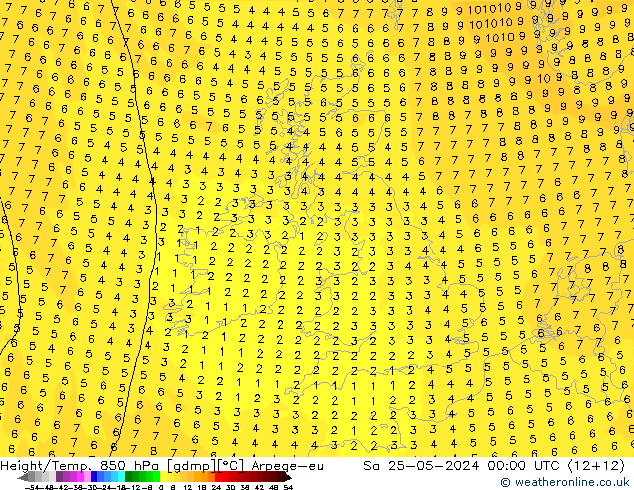 Height/Temp. 850 hPa Arpege-eu So 25.05.2024 00 UTC