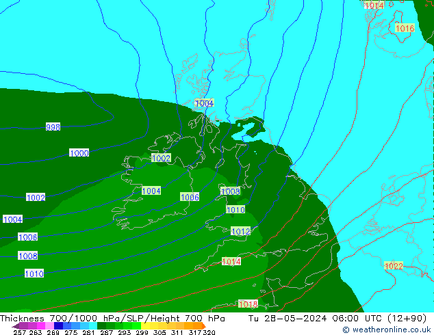 Dikte700-1000 hPa Arpege-eu di 28.05.2024 06 UTC