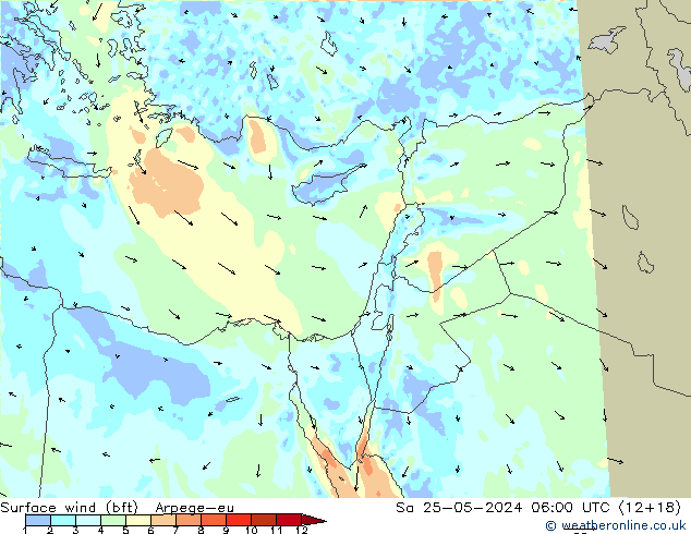 ве�Bе�@ 10 m (bft) Arpege-eu сб 25.05.2024 06 UTC