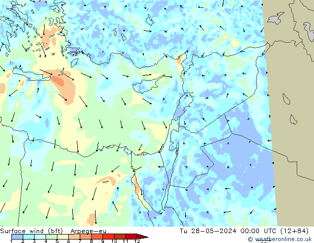 Vent 10 m (bft) Arpege-eu mar 28.05.2024 00 UTC