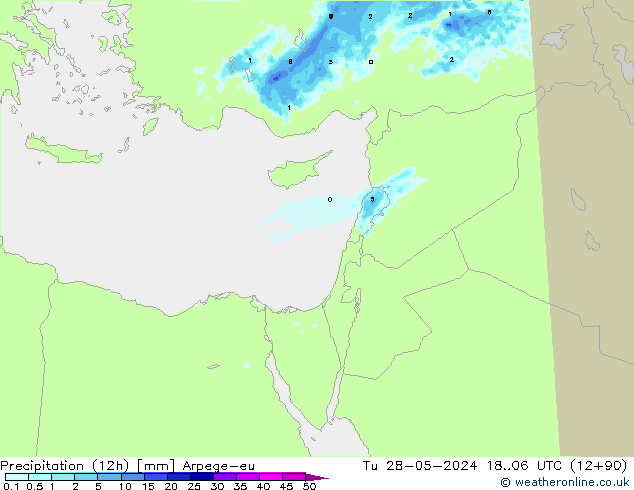 Precipitation (12h) Arpege-eu Tu 28.05.2024 06 UTC