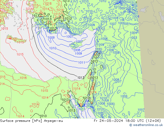 Yer basıncı Arpege-eu Cu 24.05.2024 18 UTC