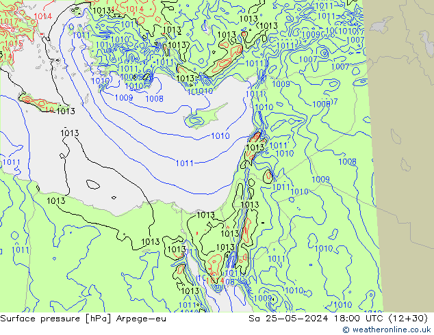 приземное давление Arpege-eu сб 25.05.2024 18 UTC