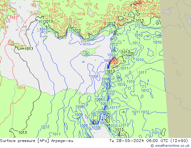 Surface pressure Arpege-eu Tu 28.05.2024 06 UTC