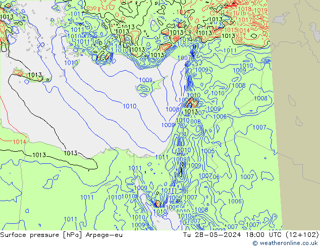 Surface pressure Arpege-eu Tu 28.05.2024 18 UTC