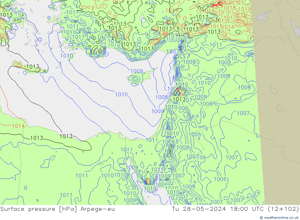 pression de l'air Arpege-eu mar 28.05.2024 18 UTC