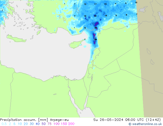 Precipitation accum. Arpege-eu Su 26.05.2024 06 UTC