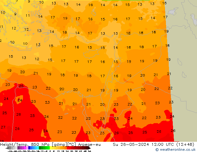 Height/Temp. 850 hPa Arpege-eu Su 26.05.2024 12 UTC