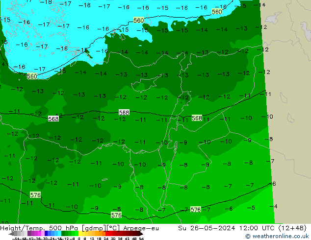 Height/Temp. 500 hPa Arpege-eu Su 26.05.2024 12 UTC