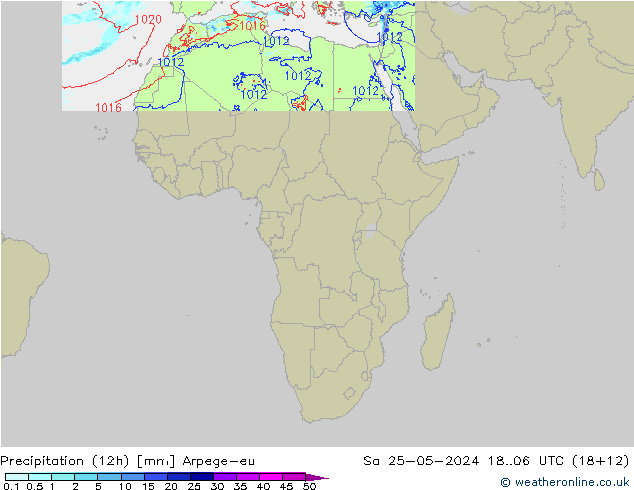 Precipitation (12h) Arpege-eu Sa 25.05.2024 06 UTC