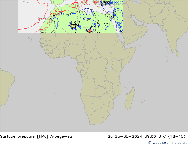 приземное давление Arpege-eu сб 25.05.2024 09 UTC