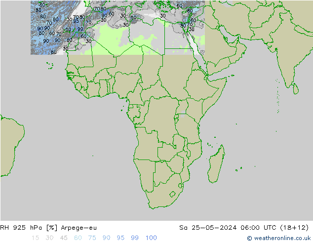 RH 925 hPa Arpege-eu so. 25.05.2024 06 UTC