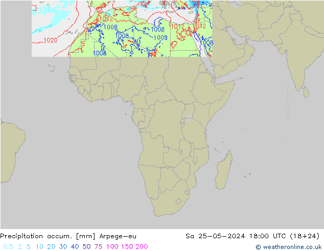 Precipitation accum. Arpege-eu So 25.05.2024 18 UTC