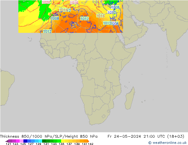 Thck 850-1000 hPa Arpege-eu  24.05.2024 21 UTC