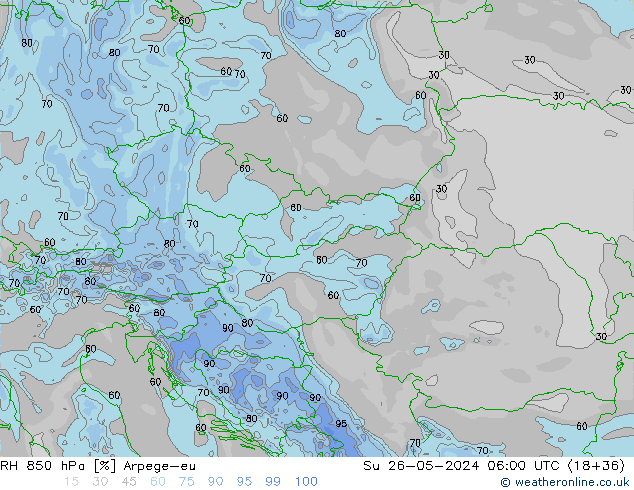 RV 850 hPa Arpege-eu zo 26.05.2024 06 UTC