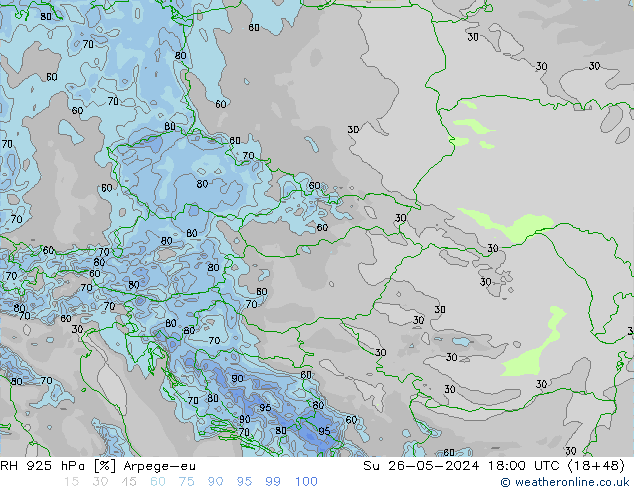 RH 925 hPa Arpege-eu  26.05.2024 18 UTC