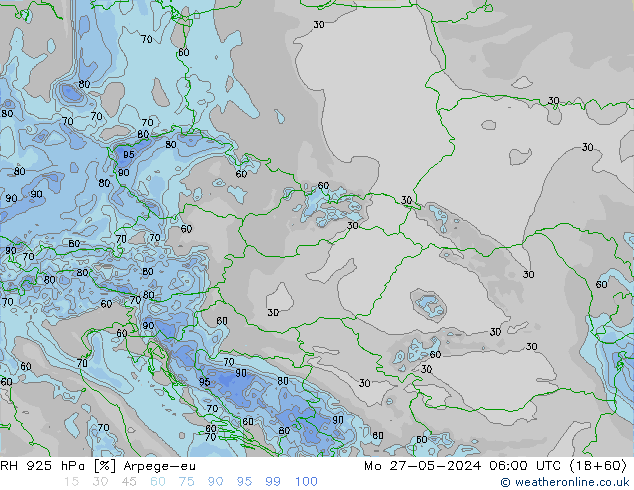 RH 925 hPa Arpege-eu  27.05.2024 06 UTC