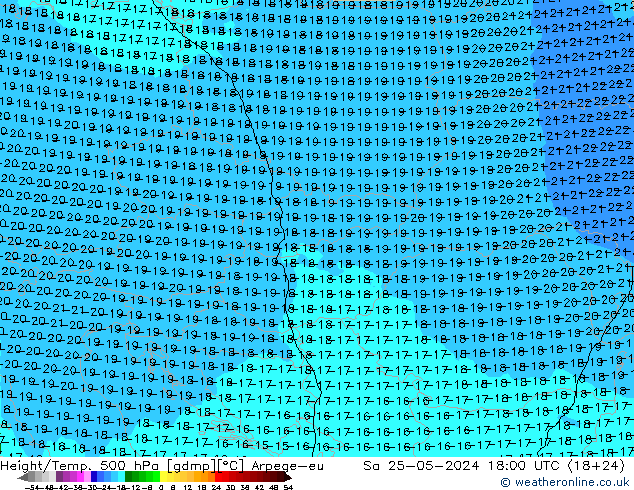 Hoogte/Temp. 500 hPa Arpege-eu za 25.05.2024 18 UTC