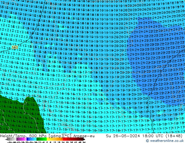 Height/Temp. 500 hPa Arpege-eu Su 26.05.2024 18 UTC