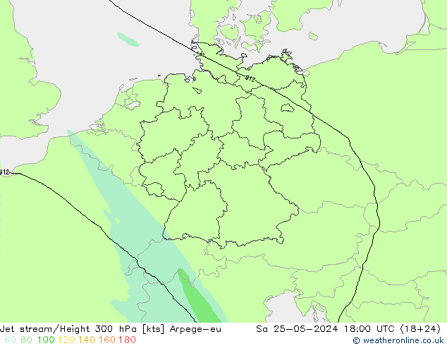 Jet stream/Height 300 hPa Arpege-eu Sa 25.05.2024 18 UTC