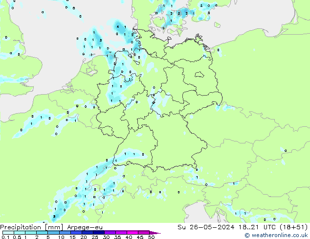 precipitação Arpege-eu Dom 26.05.2024 21 UTC