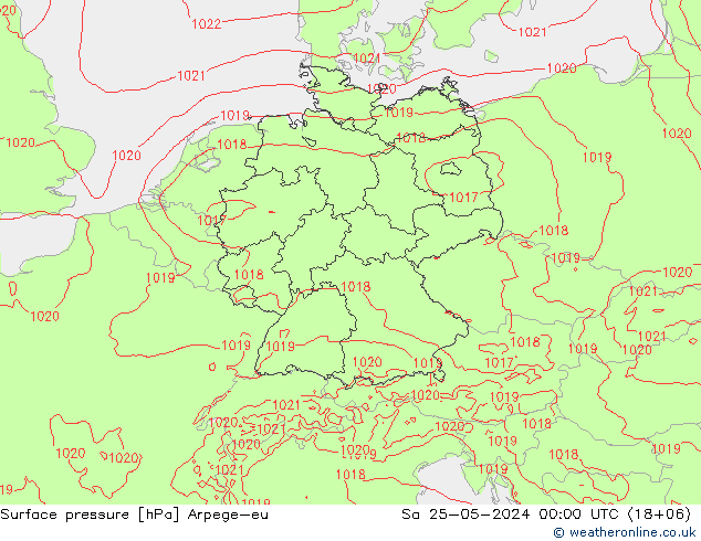 Surface pressure Arpege-eu Sa 25.05.2024 00 UTC