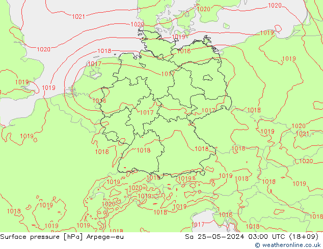 Surface pressure Arpege-eu Sa 25.05.2024 03 UTC