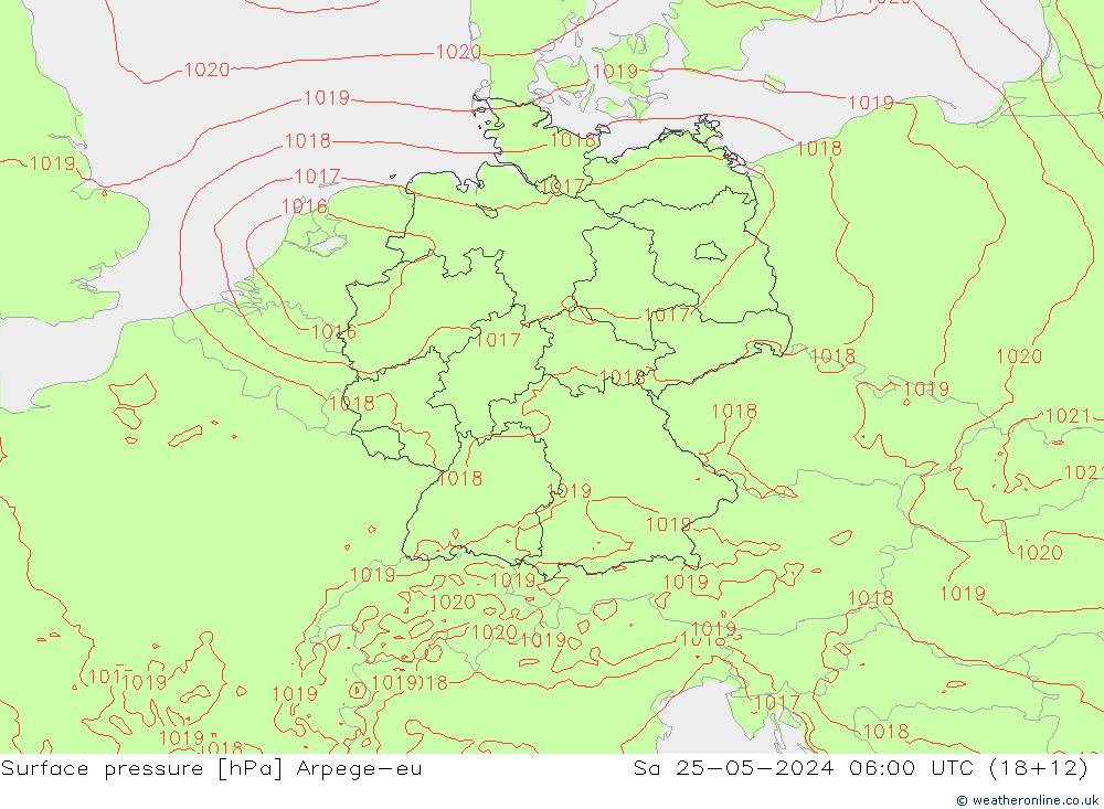 Surface pressure Arpege-eu Sa 25.05.2024 06 UTC