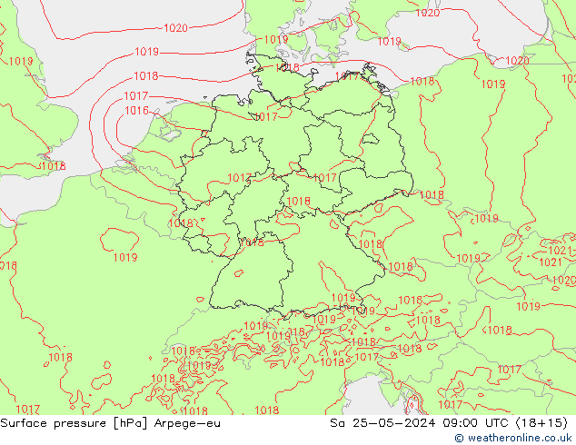 приземное давление Arpege-eu сб 25.05.2024 09 UTC