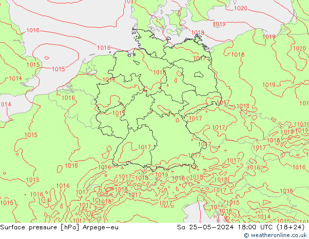 Bodendruck Arpege-eu Sa 25.05.2024 18 UTC