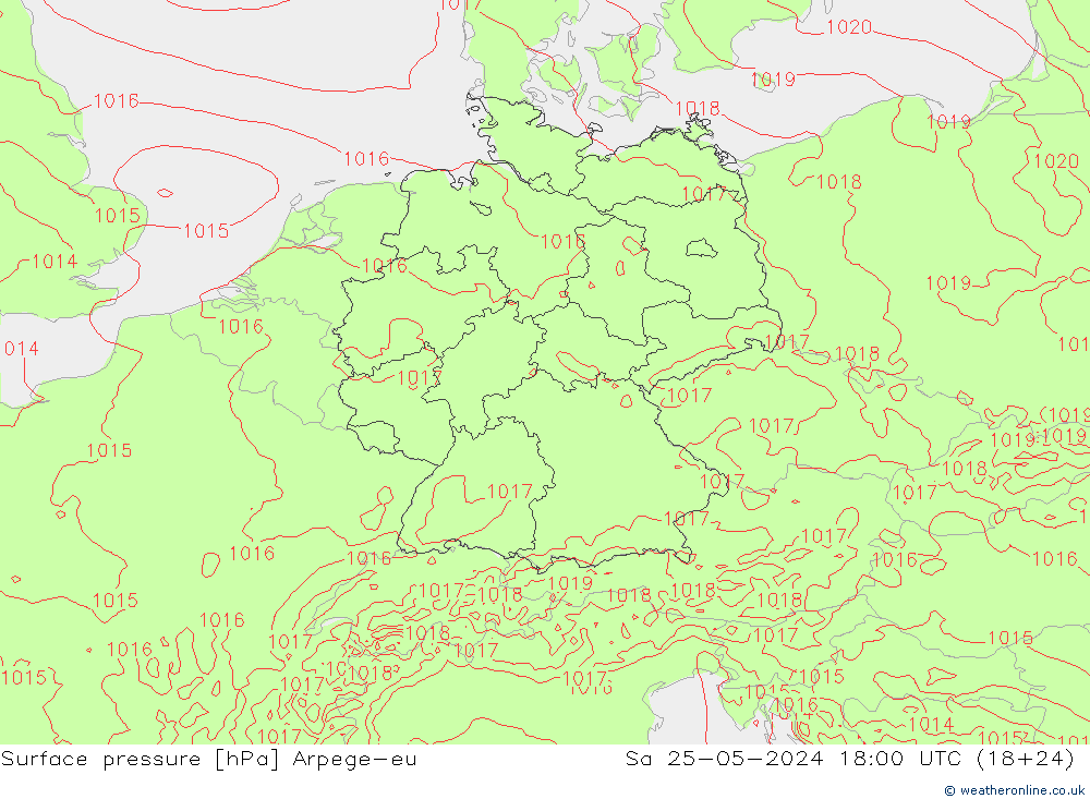 Bodendruck Arpege-eu Sa 25.05.2024 18 UTC