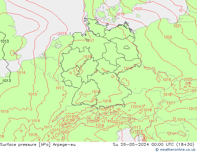 Atmosférický tlak Arpege-eu Ne 26.05.2024 00 UTC