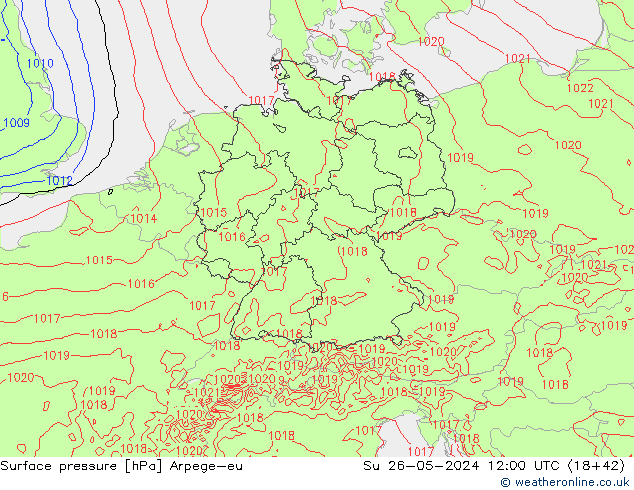 地面气压 Arpege-eu 星期日 26.05.2024 12 UTC