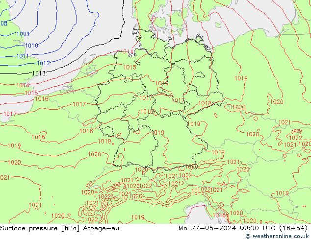 Presión superficial Arpege-eu lun 27.05.2024 00 UTC