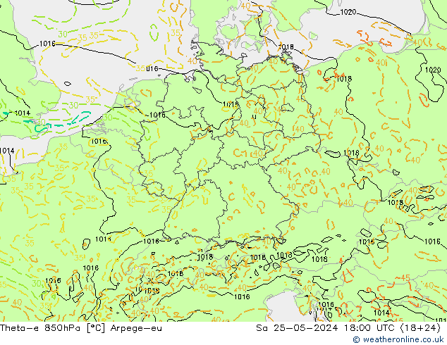 Theta-e 850hPa Arpege-eu  25.05.2024 18 UTC