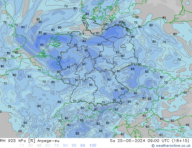 RH 925 hPa Arpege-eu so. 25.05.2024 09 UTC