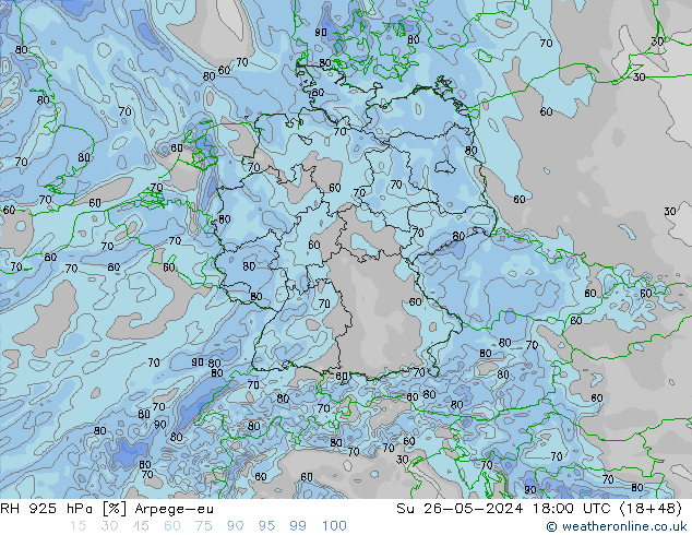 RH 925 hPa Arpege-eu So 26.05.2024 18 UTC