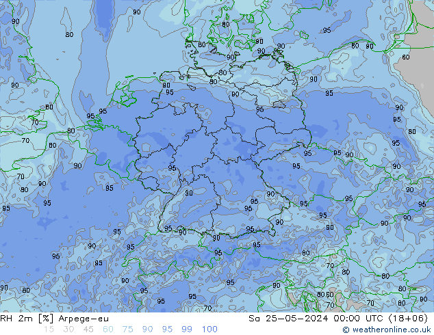 RH 2m Arpege-eu Sa 25.05.2024 00 UTC