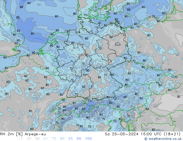 RH 2m Arpege-eu Sa 25.05.2024 15 UTC