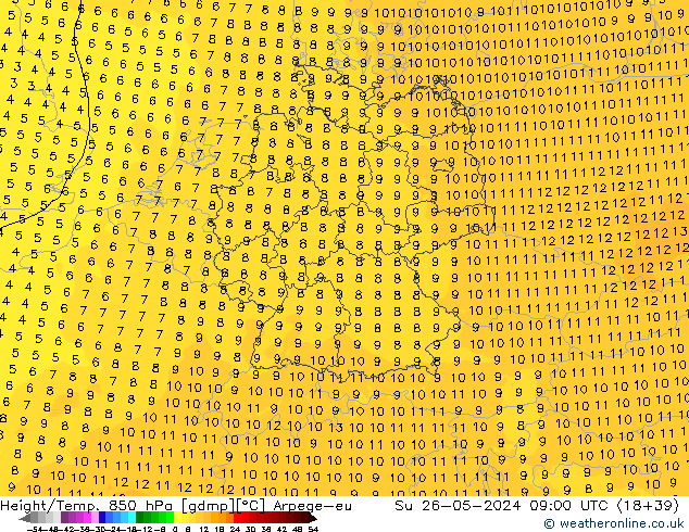 Height/Temp. 850 hPa Arpege-eu Su 26.05.2024 09 UTC