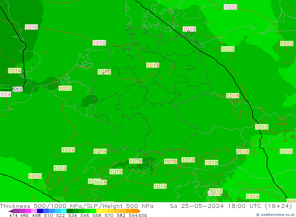 Thck 500-1000hPa Arpege-eu Sáb 25.05.2024 18 UTC