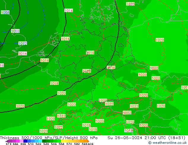 Thck 500-1000hPa Arpege-eu Dom 26.05.2024 21 UTC