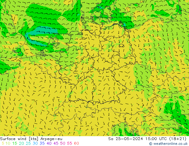 Rüzgar 10 m Arpege-eu Cts 25.05.2024 15 UTC