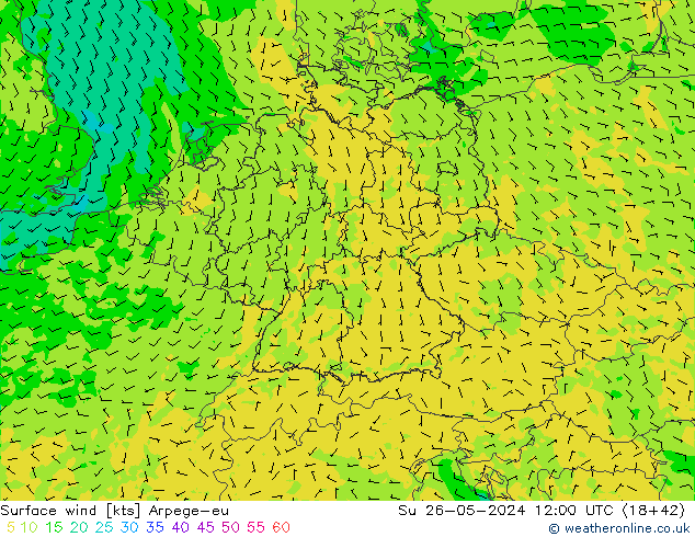 ветер 10 m Arpege-eu Вс 26.05.2024 12 UTC